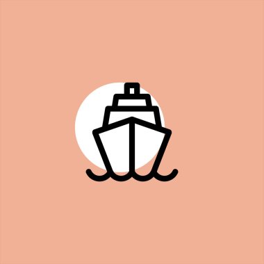 Renkli arka plan üzerinde Cruise düz vektör simgesi 