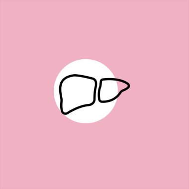 renkli arka plan üzerinde karaciğer düz vektör simgesi 