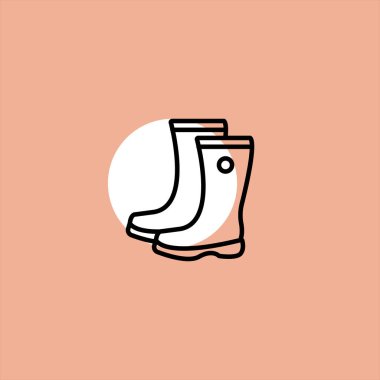 lastik çizmeler düz vektör simge renkli arka plan üzerinde