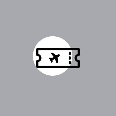 renkli arka planda uçuş düz vektör simgesi bilet 