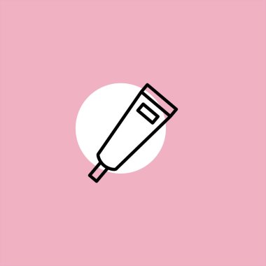 Renkli arka planda ambalaj tüpü düz vektör simgesi