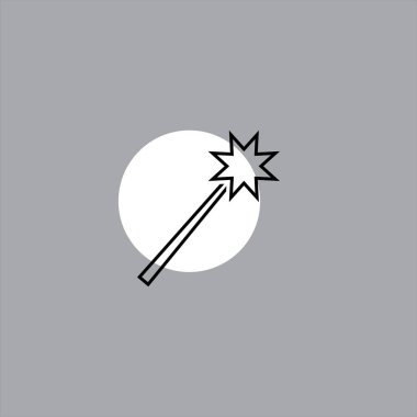 renkli arka planda büyülü değnek düz vektör simgesi 