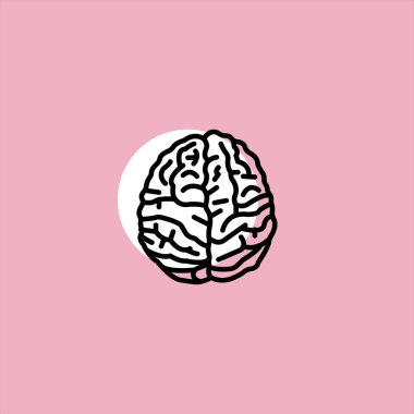 beyin düz vektör simge renkli arka plan üzerinde 