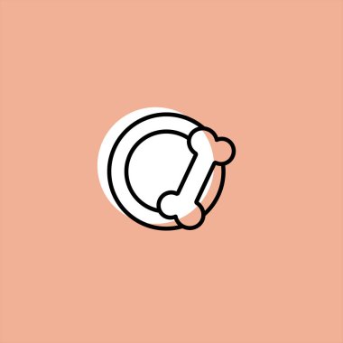 renkli arka plan üzerinde kemik düz vektör simgesi ile kase