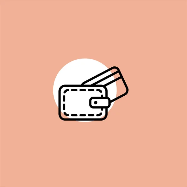 カラフルな背景のクレジット カード フラット ベクトル アイコン付き財布 — ストックベクタ
