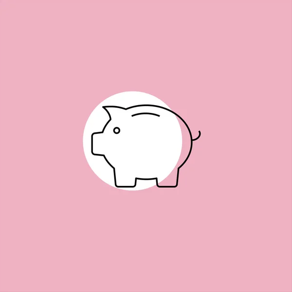 Piggybank Flat Vector Icon Colorful Background — Stock Vector