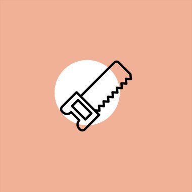 el testeresi düz vektör simge renkli arka plan üzerinde