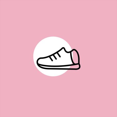 renkli arka plan üzerinde Sneaker düz vektör simgesi 