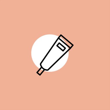 Renkli arka planda ambalaj tüpü düz vektör simgesi