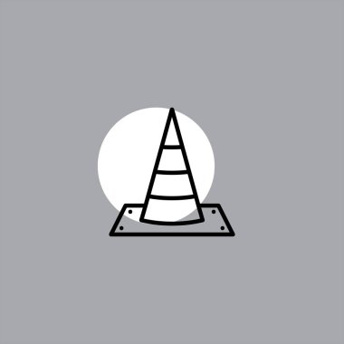 renkli arka plan üzerinde inşaat koni düz vektör simgesi