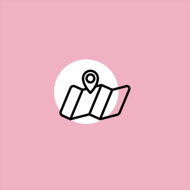 renkli arka plan üzerinde düz vektör simgesi harita