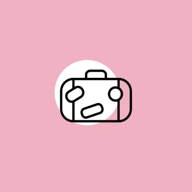 renkli arka plan üzerinde Bagaj düz vektör simgesi