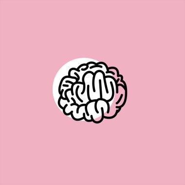 beyin düz vektör simge renkli arka plan üzerinde 