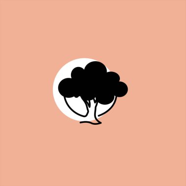 renkli arka plan ağaç düz vektör simgesine