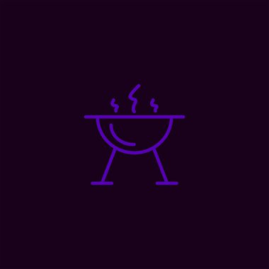 Barbekü düz vektör simge renkli arka plan üzerinde