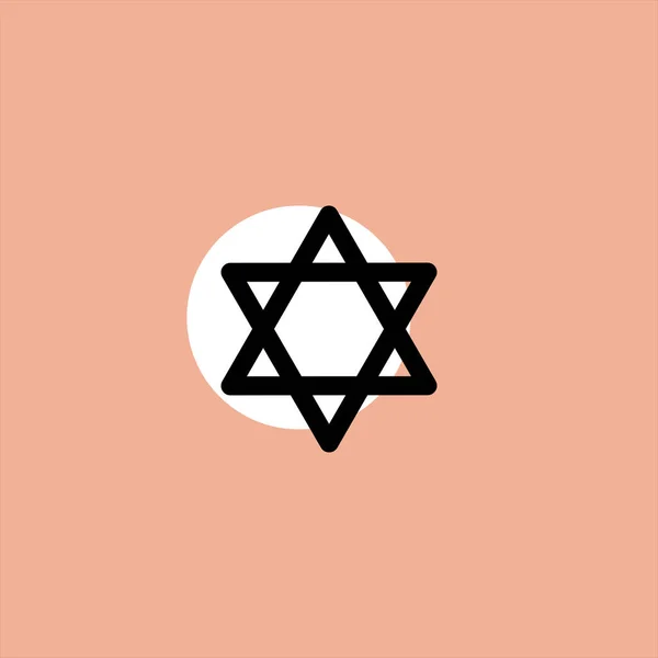 Chanukkah David Star Flat Vektor Icon Auf Buntem Hintergrund — Stockvektor