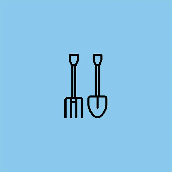 Shovel Fork Vector Icon Colorful Background — Stock Vector