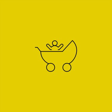 renkli arka planda bebek arabası vektör simgesi çocuk 