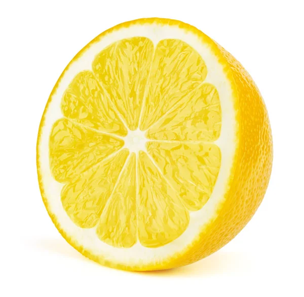 La moitié de la tranche de fruits de citron isolé sur blanc — Photo