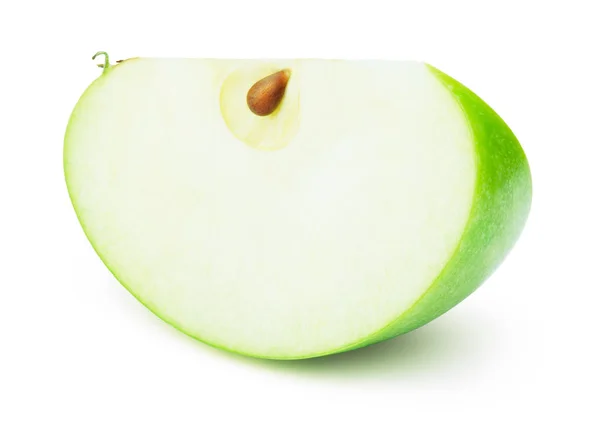 Frische grüne Apfelscheibe isoliert auf weiß — Stockfoto