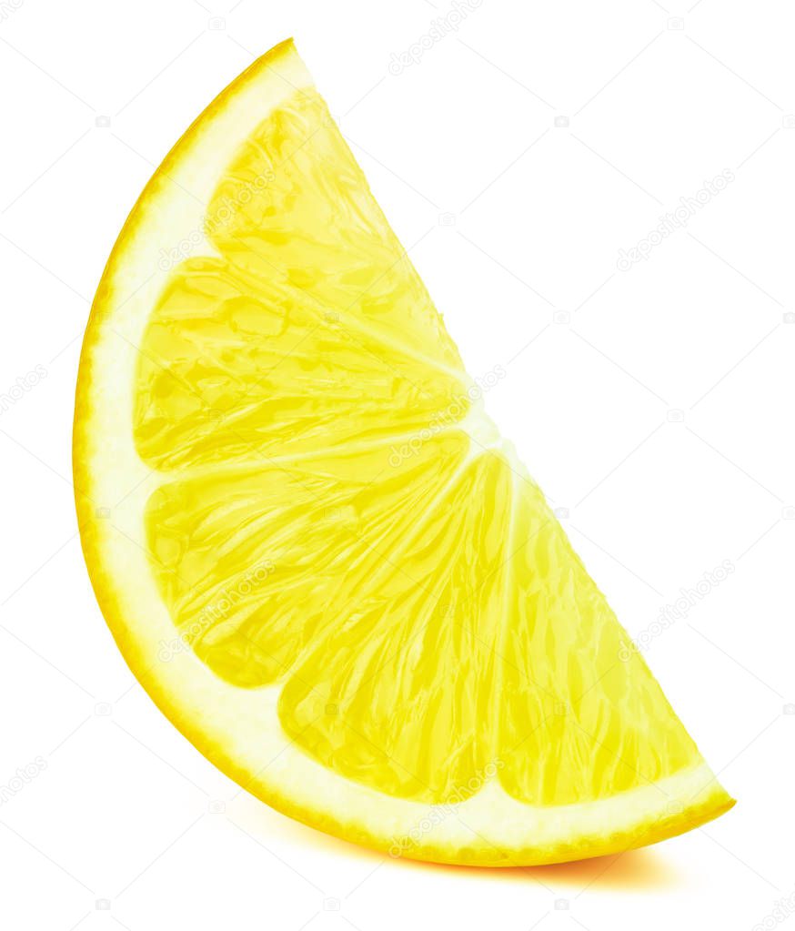 Lemon fruit slice isolated on white