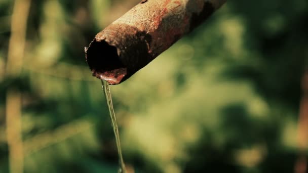 Fuga de agua de la tubería de agua vieja — Vídeos de Stock