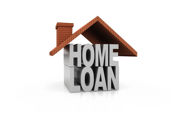 Home loan house sign side view 3D — Stock Photo, Image