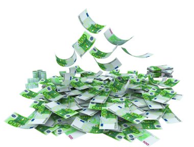 Beyaz Arkaplanda 100 Euro 'luk banknot uçuşu