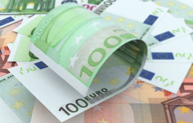 100 Euro banknote on White Background