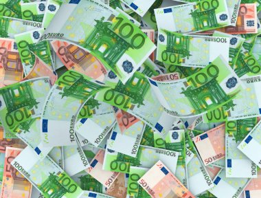 Background of 100 and 50 euro banknotes