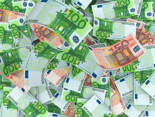 Kontekst banknotów euro 100 i 50 — Zdjęcie stockowe