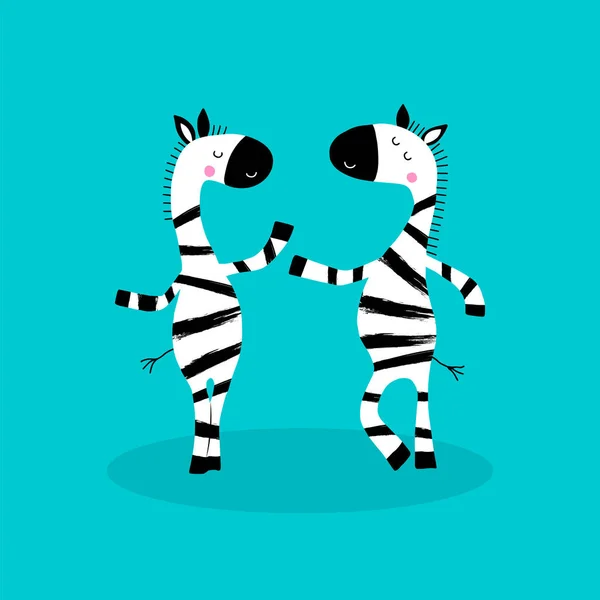 Personagem Zebras Dos Desenhos Animados Animais Africanos Desenhados Mão —  Vetores de Stock