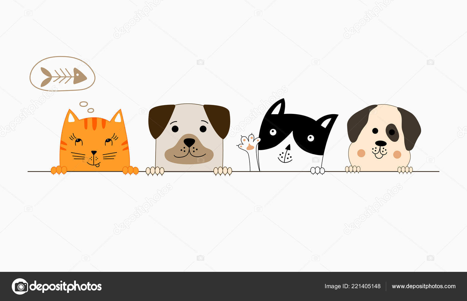 Cartoon cat. Funny Pets vector illustration. - Stock