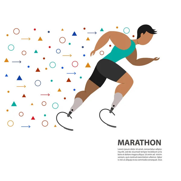 Sportoló Láb Bio Protézis Fehér Alapon Futó Ember Maratoni Futóverseny — Stock Vector