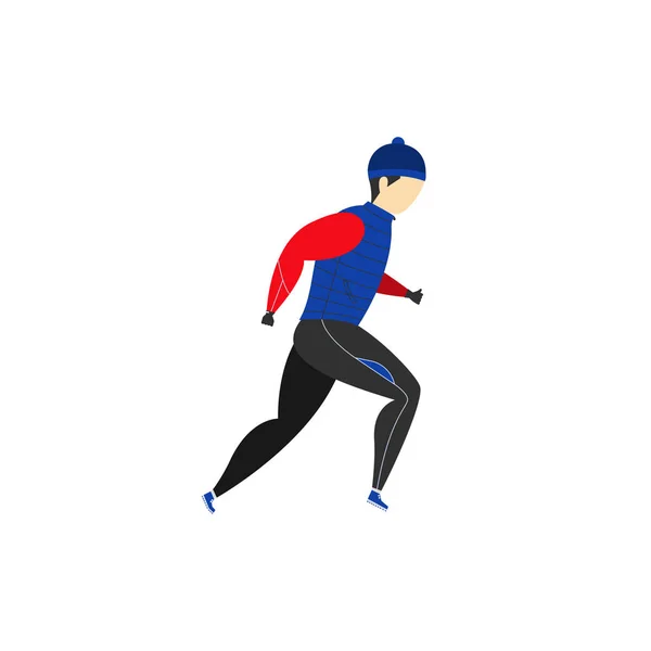 Uomo Corre Abiti Invernali Inverno Esecuzione Attività Sportive Illustrazione Vettoriale — Vettoriale Stock
