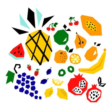 Kesme meyve izole vektör kümesi 