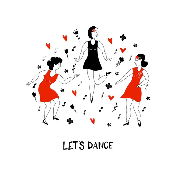 Baile niñas vector ilustración . — Archivo Imágenes Vectoriales