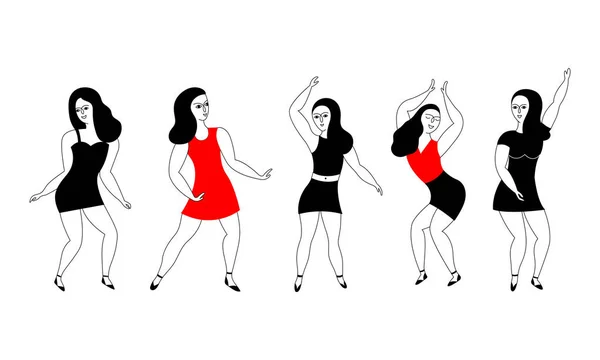 Gelukkige vrouwen dansers. — Stockvector