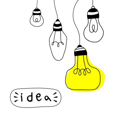 Vektör ampul kutsal kişilerin resmi ile fikir kavramı. 