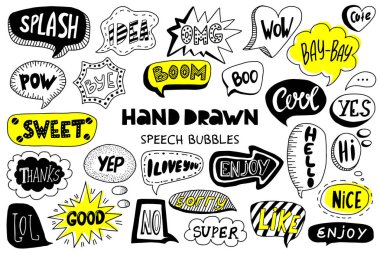 El çizilmiş konuşma kabarcıkları büyük set.