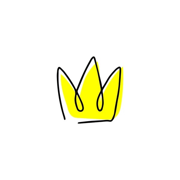 Hand getekende kroon pictogram op een witte achtergrond. — Stockvector