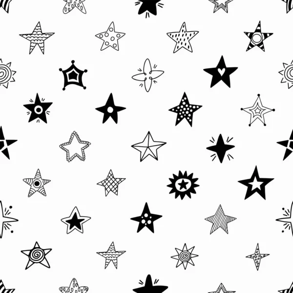Безшовний візерунок намальованих зірок рук . — стоковий вектор