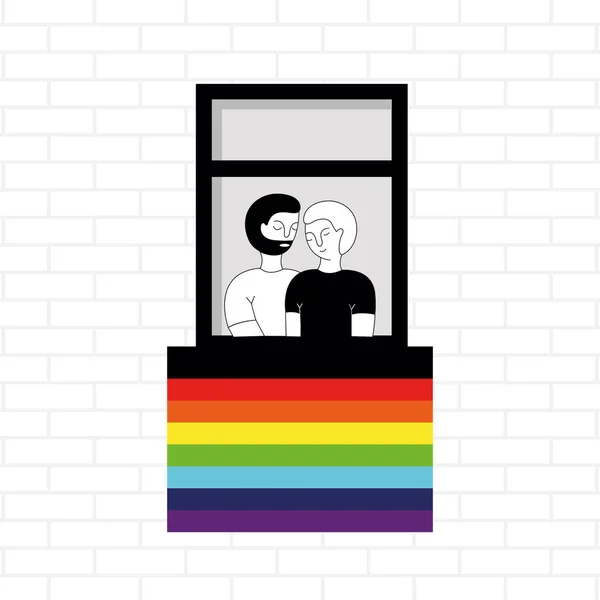 Flaga LGBT na oknie. — Wektor stockowy