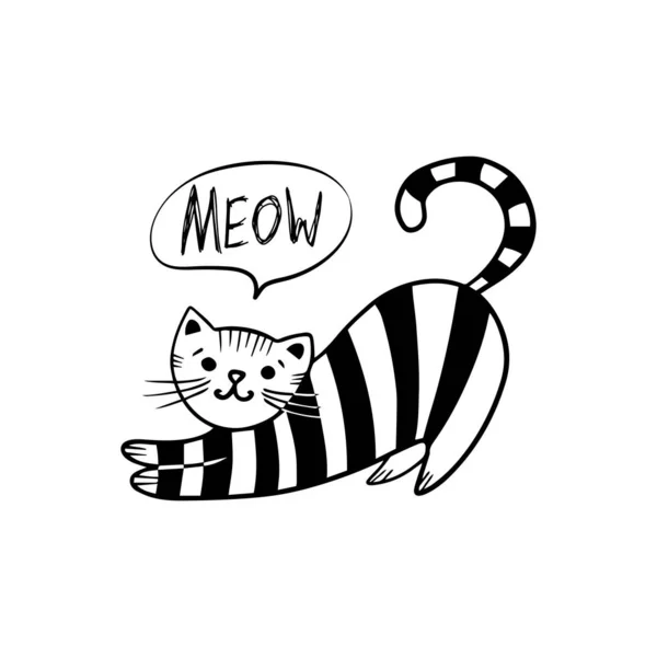Main dessiné mignon chat . — Image vectorielle