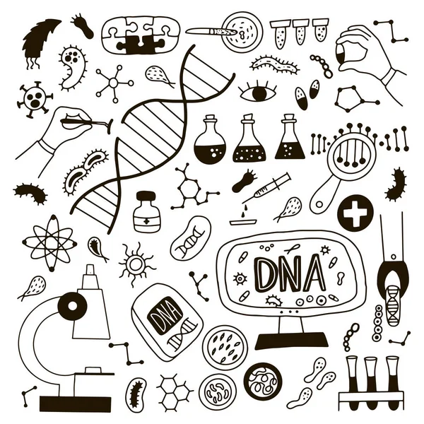 Símbolos do genoma Doodle . —  Vetores de Stock