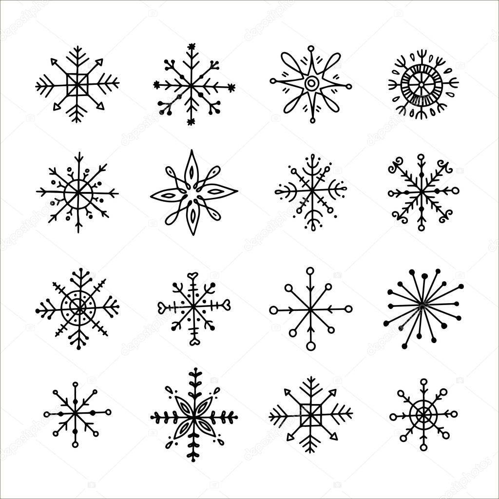 Hand drawn snowflakes.