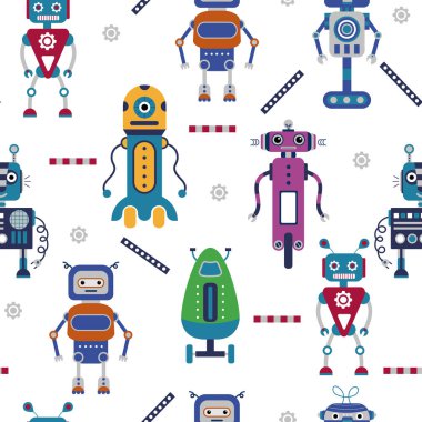 Karikatür robotlar ile dikişsiz desen. 