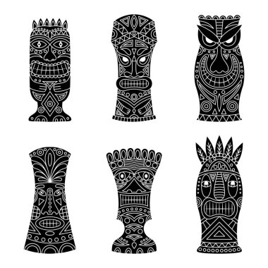 Tiki idoller simge seti.