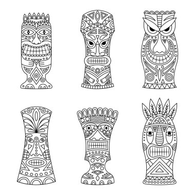Tiki idoller simge seti.