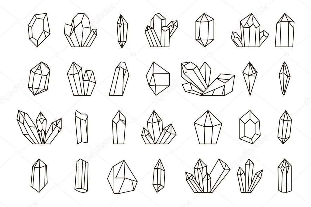 Vector set of hand-drawn crystals.